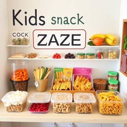 Image showing a dedicated snack zone with healthy snacks readily available for children.